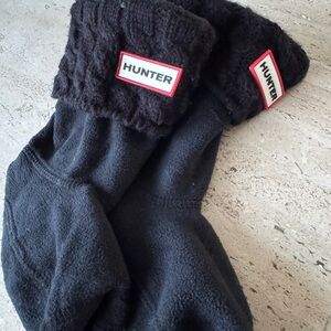 Hunter Black Fold-Over Logo Boot Socks for kids